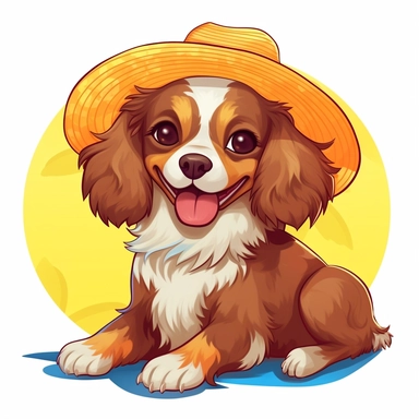 Bring the sunny vibes of summer to your designs with an adorable cartoon-style clipart of a Cavalier King Charles Spaniel enjoying the season against a clean white background. Envision a cute and playful Pomeranian with a big smile, bright eyes, and perhaps wearing a colorful sun hat or holding a beach ball. The clipart can capture the essence of relaxation and fun in the sun. Against the white background, the cartoon-style Pomeranian clipart will stand out, adding a touch of happiness and warmt
