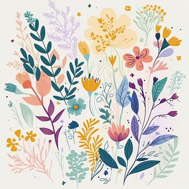 flora, flowers, Watercolor, vector, white background, clipart, Seamless patterns, repeating patterns design, flat illustration, outlined , Vector, 4K, Art station, digital print, highly detailed clean, A detailed illustration a field,3D vector art, cute and quirky, fantasy art, watercolor effect, bokeh, Adobe Illustrator, hand-drawn, digital painting, low-poly, soft lighting, bird's-eye view, isometric style, retro aesthetic, focused on the character, 4K resolution, vector image, photorealistic 