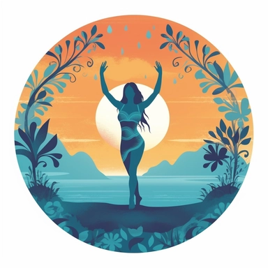 Design an enchanting yoga clipart that captures the essence of a mid-journey. Depict a yogi or yogini in a serene and balanced pose, radiating tranquility and strength. Surround them with elements that symbolize growth, progress, and self-discovery. Ensure that the clipart exudes a sense of inner peace and mindfulness, inspiring viewers to embrace their own personal journeys in yoga and life. clipart, white background