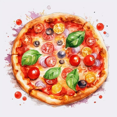 pizza watercolor design clipart