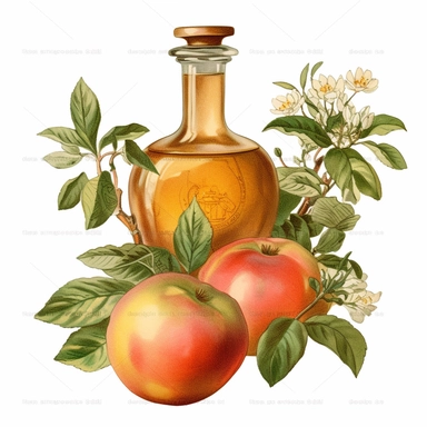 vintage apple cider vinegar clipart, png, white background, detailed, high quality
