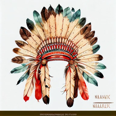 Hand Drawn Native American Indian Headdress Watercolor clipart