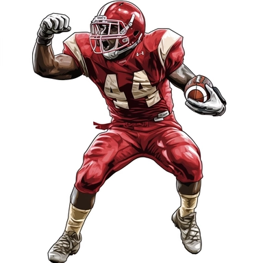 clip art, american football player screaming, full body