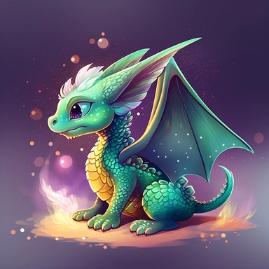 Picture a tiny dragon with iridescent scales and delicate wings that shimmer with glitter. Though small in size, this fierce and brave creature loves to soar through the clouds and breathe fire. It's also fiercely loyal to its friends and always stands up for what's right, no matter the cost, cartoon, clipart