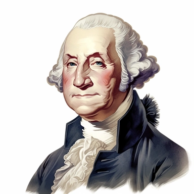 clipart, george washington, smiling looking at camera, white background