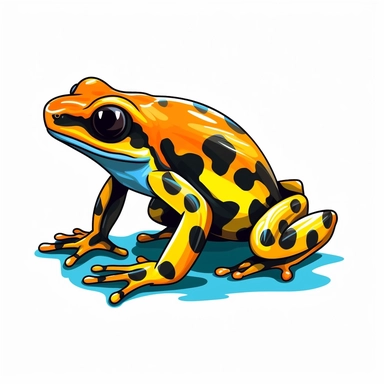 poison dart frog in the style of clipart white background