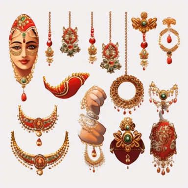indian,clipart, wedding ornaments, bride ornaments ,cartoon art, ornaments,hyper Real