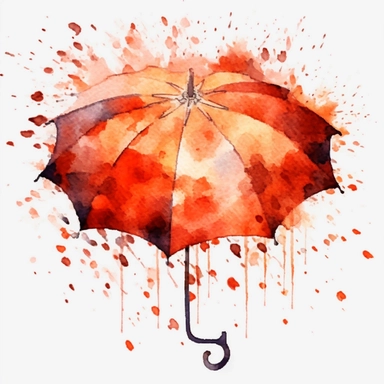 watercolor fire umbrella, flame around, detailed, hd, clipart