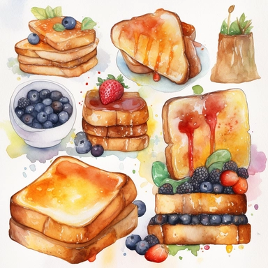 10 water color french toast clipart