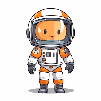 Astronaut clipart, cute, little, sweet, in suit of astronaut, isolated on white background, 4k, 2D, cartoon style,