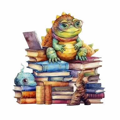 Watercolor Bookworm Life Clipart, isolated on white background