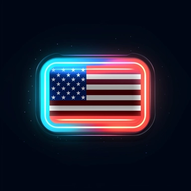 Futuristic log for User Interface vector Icon for school and education. American flag inspired with neon colors. red white and blue colors, Parotic Vibe. Warm. So real. 4k, vectctor. Hyper-Realistic. Simple. black back ground. red white and blue stroke, silhouette, clip art , in the style of Paul Rand, with colors like the American flag,4k, Realistic, strong, free, brave, vector, black-background,/ –ar 3:2 –v 5 –s 1000 –q 2