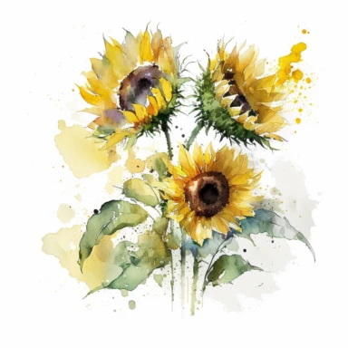 A captivating clipart rendition of watercolor sunflowers against a pristine white backdrop, their vibrant blooms emanating a sense of unbridled joy and optimism, each delicate petal a brushstroke of hope and inspiration, a visual symphony of warmth and purity, inviting the viewer to immerse themselves in the beauty of nature's creation, a clipart design that captures the essence of serenity and simplicity, destined to breathe life into digital projects with its emotional allure and timeless char