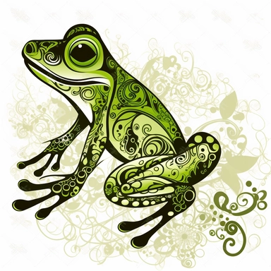 aquatic clipart of cute frog sitting on filigree single tropicalpunk stroke of paint