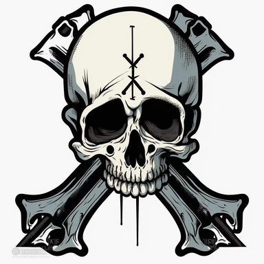 gen z detailed crossbone skull clipart