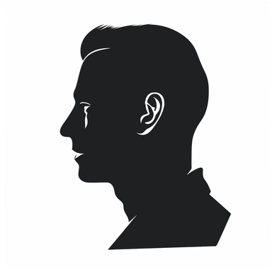 silhouette of a speaking man's head, side view, clipart icon style
