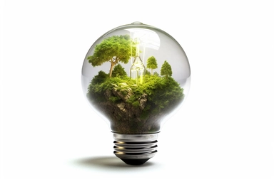 green earth inside light bulb, in the style of photo-realistic landscapes, photorealistic renderings, ferrania p30, exotic atmosphere, traditional, ambitious, stylish clipart, white background, seperated