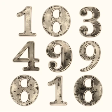 vintage clipart numbers 1-9 white background