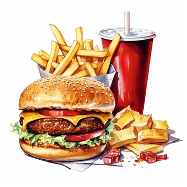 fast food single item clipart,on white background with margins