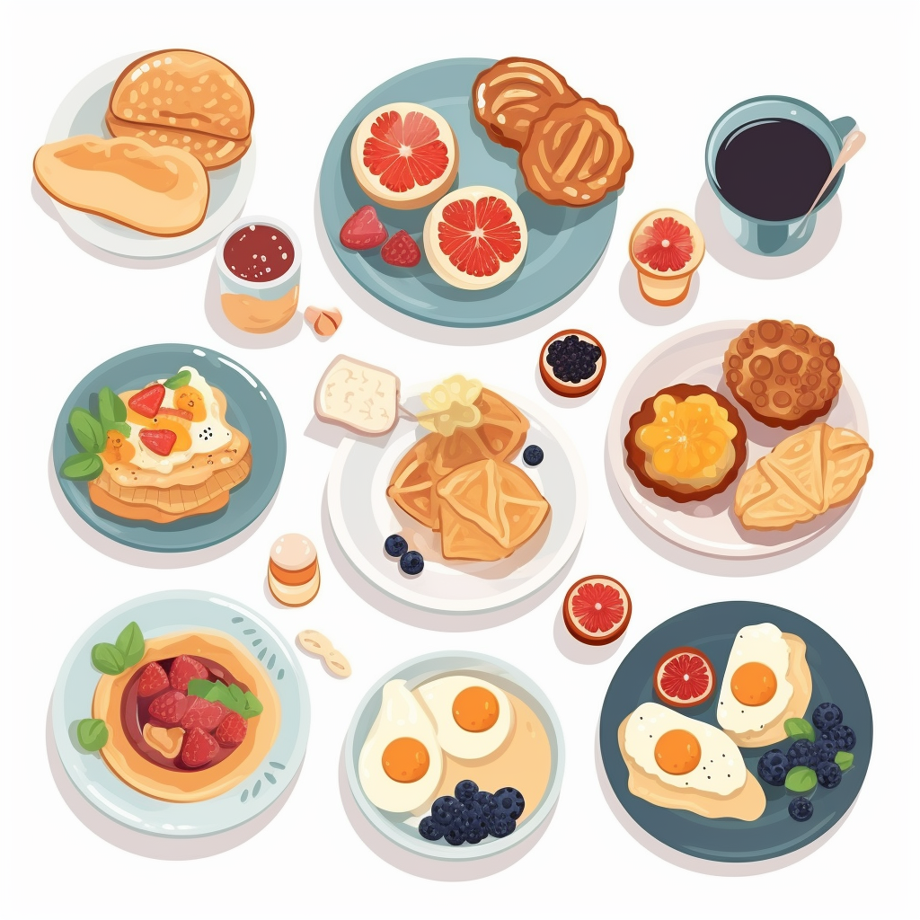 Brunch Flat Vector Cliparts Collection White Background Clip Art Library