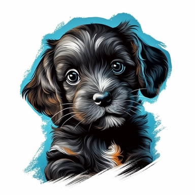 puppy, airbrush drawing, ultra detailed, clipart design graphic, vector, contour, 32k,