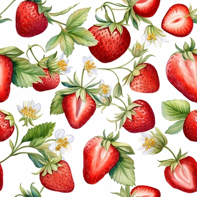 Seamless pattern watercolor art of strawberry butterfly theme, in the style of realistic and hyper - detailed renderings, sketchfab, ahmed morsi, realistic watercolor paintings, use of common materials, handcrafted designs clipart