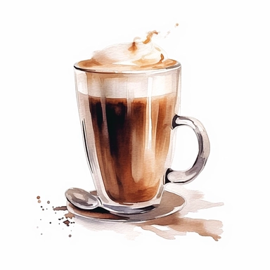Watercolor espresso coffee clipart, hd, white background