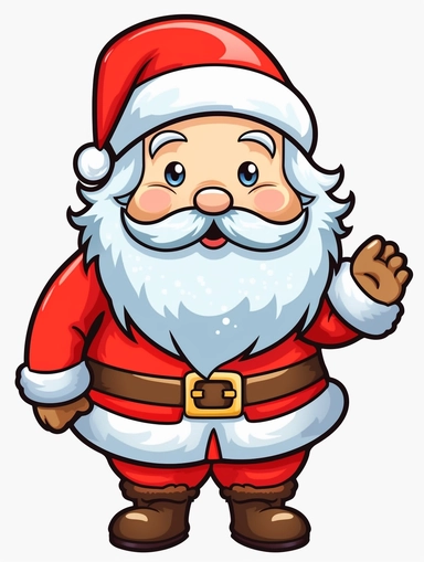 1 Detailed Christmas Cute Santa Clipart, 5 Fingers, Simplified,