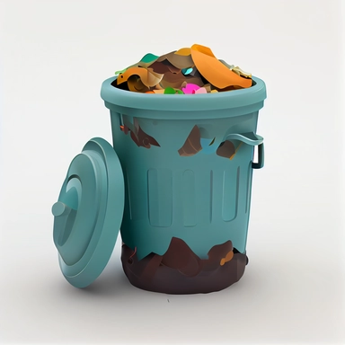 extremely detailed trash bin, clipart, white background