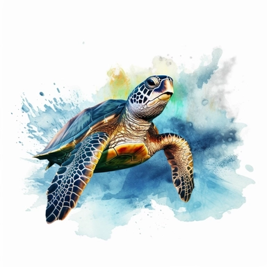 watercolour illustration free brushstrokes, beautiful and joyful, turtle swimming in the ocean, mark brooks, naturecore, animal clipart, isolated on a white background