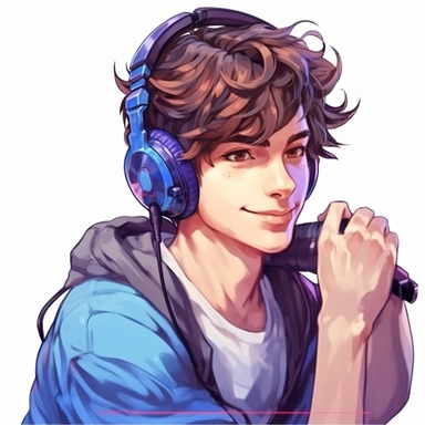 beautiful stunning handsome cute anime gamer young man, paint art style, clipart, white background, superrealistic, one of a kind