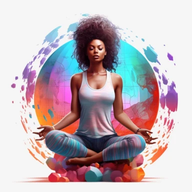 3D Empowering Women, Embracing Wellness: International Yoga Day! illustartion Clipart, Colorful, Retro, highly detailed, white background 8k