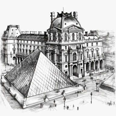 clipart Louvre Museum , college art book, white background