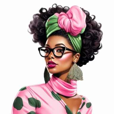 you are the best graphic designer in the world, you have been asked to design clip art for alpha kappa alpha to you in their branding and marketing. The clipart consist of detailed 3 Afroamerican modern, successful, women who only wear pink and green fashionable clothes. their looks and features are crisp and clear, detailed specific, photo realistic illustrations, in the style of bamileke art, realistic and hyper-detailed renderings, 32k uhd, designs, realistic oil portraits, vector, white back