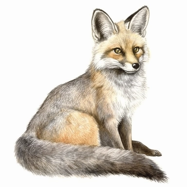 watercolor darwin's fox, clipart, white background
