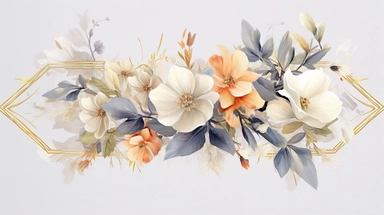 a simple gorgeous aesthetic vintage gold diamond-shape picture frame with minimal flowers border around outside the frame on soft grey background clipart, watercolor painting realistic, high quality, vibrant, Vicente Romero Redondo, Willem van Aelst