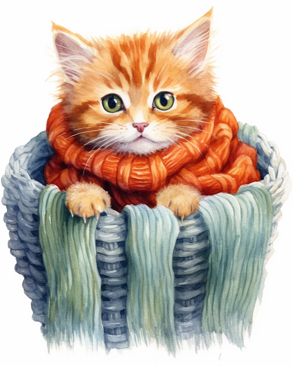 kitten basket cliparts