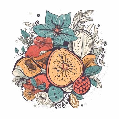 Fueled by fruit, boho, Clipart, tshirt design, contour, white background