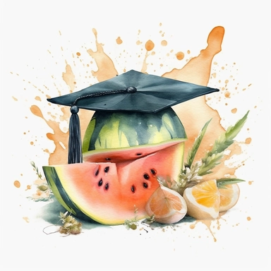 Graduation Cantaloupe watercolor clipart white background with margins lovely