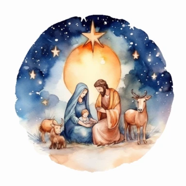 watercolor nativity scene clipart