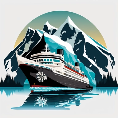 cruise ship alaska, clipart style