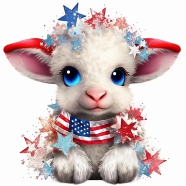 very cute 4th of july themed baby lamb clipart