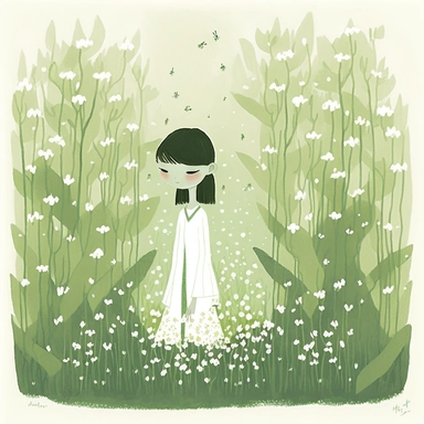 in the style of Ryo Takemasa, xuan loc xuan, Lisa Audit, Anastasia Suvorova, Jon Klassen, greg tocchini, separated isolated single of dreamy secret forest in of lily the valley, dreamcore, white background, fantasy, magical, cute, white background, cozy, vector, clipart, elaborate, ultra-detailed, best quality, well composed, vibrant colors, high definition
