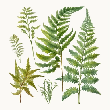 Clipart, vintage, watercolor, Cibotium Glaucum Fern, botanical illustration, hand drawn, texture
