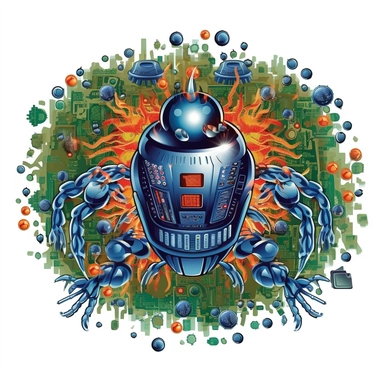 vector art, computer virus, malware, spyware, logo, clipart