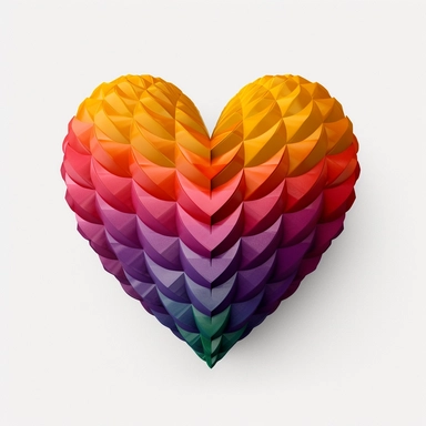 a clipart heart using the colors of an lgbtq flag
