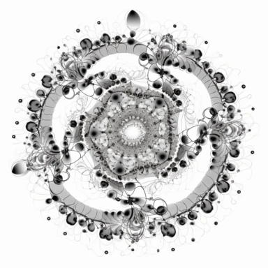 optical illusion of Spiraling fractal vortex of molecules, stylized disney cyberpunk 2077, style of the an illustrated celtic medieval manuscript on a white background, Molecule hexagon, goblin gremlin clipart - - niji