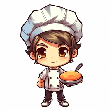 cute chibi chef as a clip art against a white background