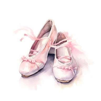 ballet shoes outfit cliparts, white background, watercolour