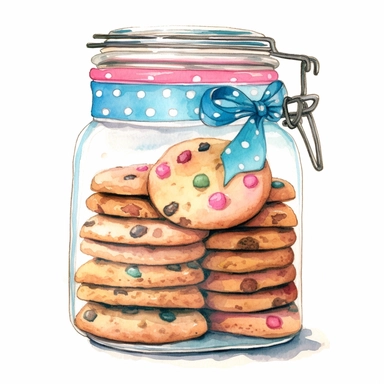 whimsical watercolour cookies in a jar clip art